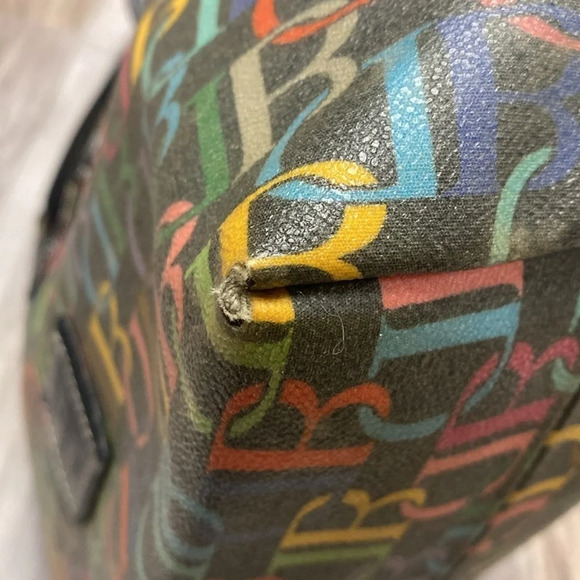 Dooney & Bourke Signature DB Canvas Tote Shoulder Bag Black outside Red inside - Picture 3 of 8